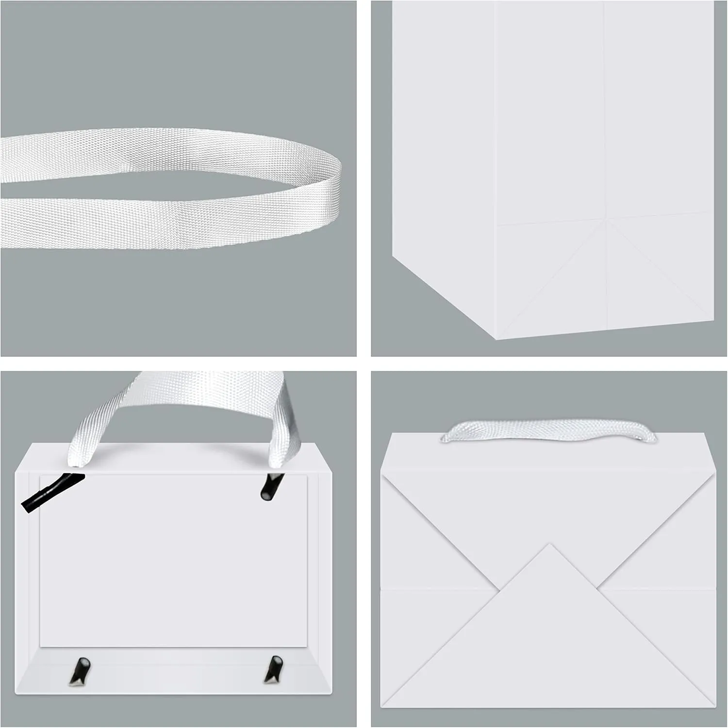 HUAPRINT White Gift Bags,12 Pack Small White Paper Bags with Handles Bulk-4x2.75x4.5 inch,Mini Party Favors Bags for Presents,Birthday,Weddings,Baby Showers