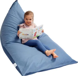 Huddle Original Stuffed Animal Bean Bag Storage Extra Large Designer Beanbag Chairs for Kids Teens & Adults | Instant Clutter Clear for Stylish Moms - Stuffed Animal Storage Bean Bag Chair Blue Denim