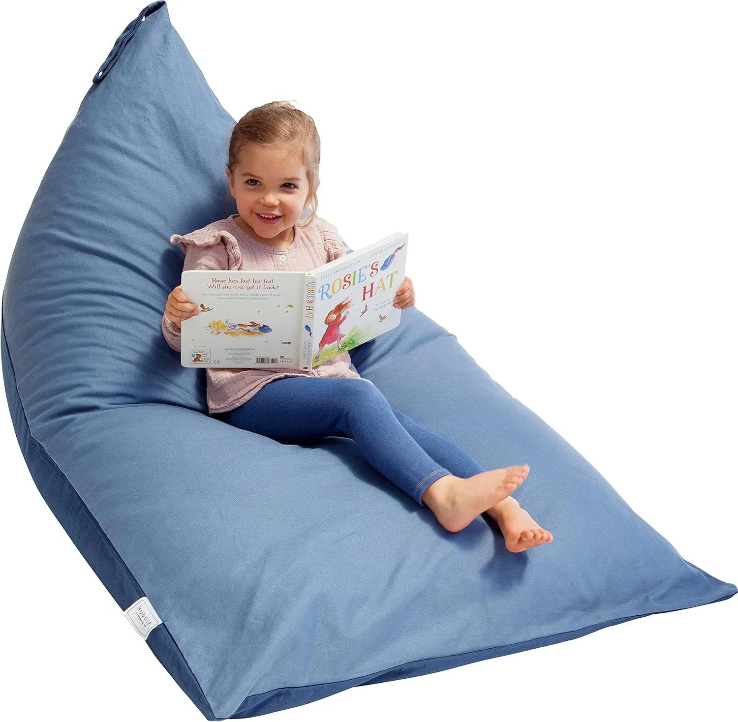 Huddle Original Stuffed Animal Bean Bag Storage Extra Large Designer Beanbag Chairs for Kids Teens & Adults | Instant Clutter Clear for Stylish Moms - Stuffed Animal Storage Bean Bag Chair Blue Denim