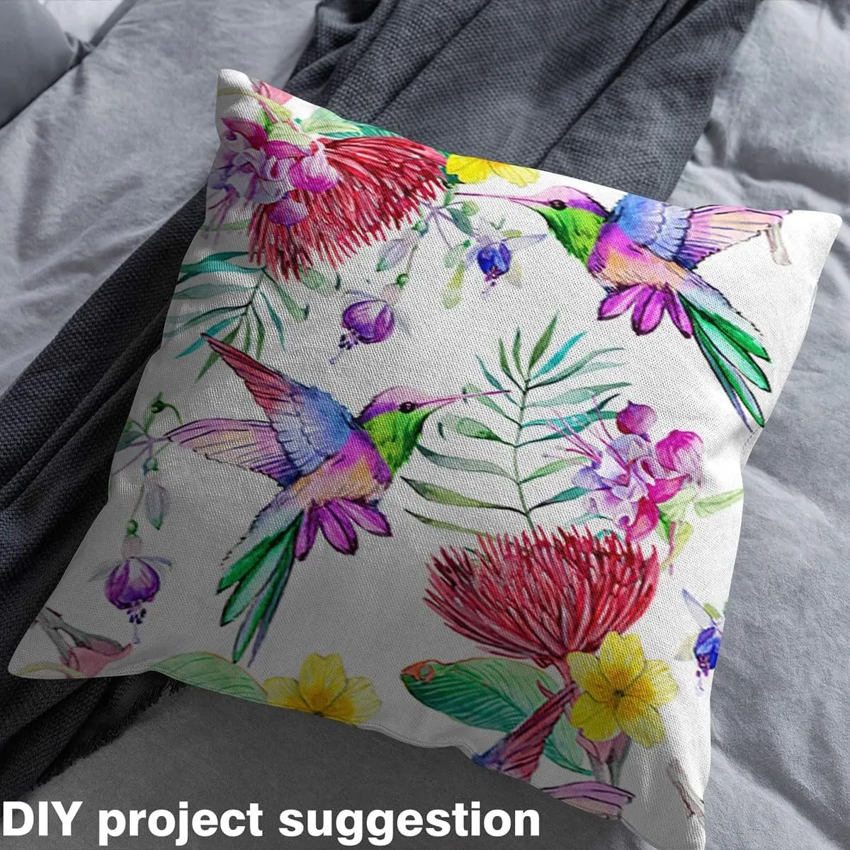 Hummingbird Tropical Floral Upholstery Fabric by The Yard - Palm Tree Decorative Hawaiian Indoor Outdoor Fabric - Animal Botanical DIY Art Waterproof - Green Blue, 5 Yards