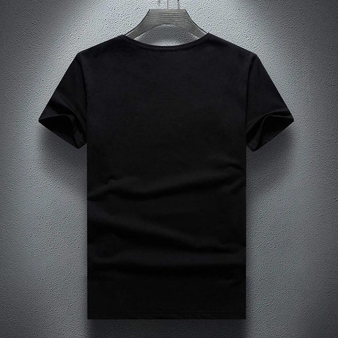 HZCX FASHION Mens Rhinestone Skull Graphic Shirt Round Collar Short Sleeve Tees