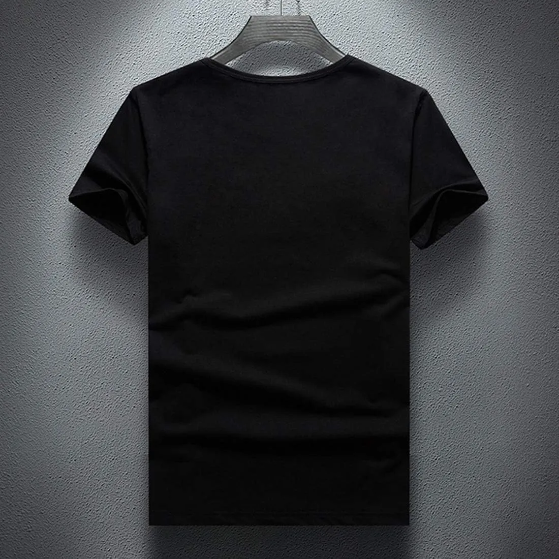 HZCX FASHION Mens Rhinestone Skull Graphic Shirt Round Collar Short Sleeve Tees