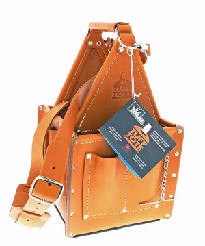 Ideal Industries 35-975 Tuff-Tote Premium Leather Ultimate Tool Carrier with Shoulder Strap, 8" Square Base,Black
