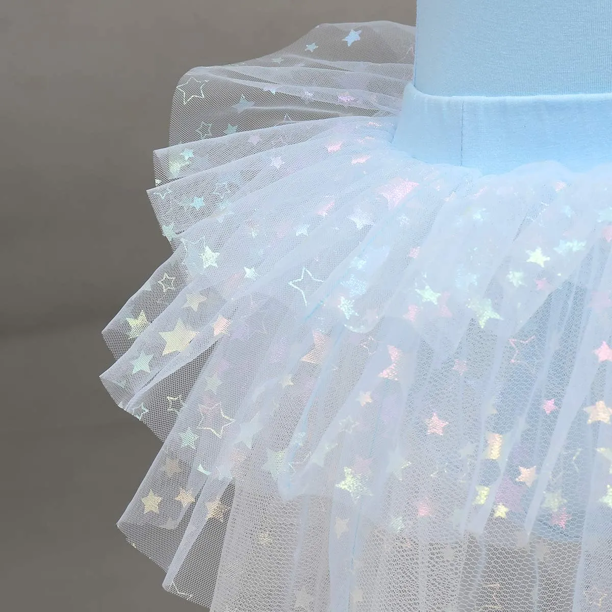 IDOPIP Girls Glitter Star Tutu Skirted Leotard Sequin Ruffle Sleeve Ballet Dance Dress Ballerina Dancewear Gymnastics Costume