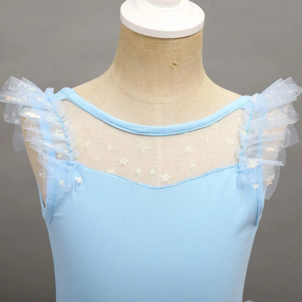 IDOPIP Girls Glitter Star Tutu Skirted Leotard Sequin Ruffle Sleeve Ballet Dance Dress Ballerina Dancewear Gymnastics Costume