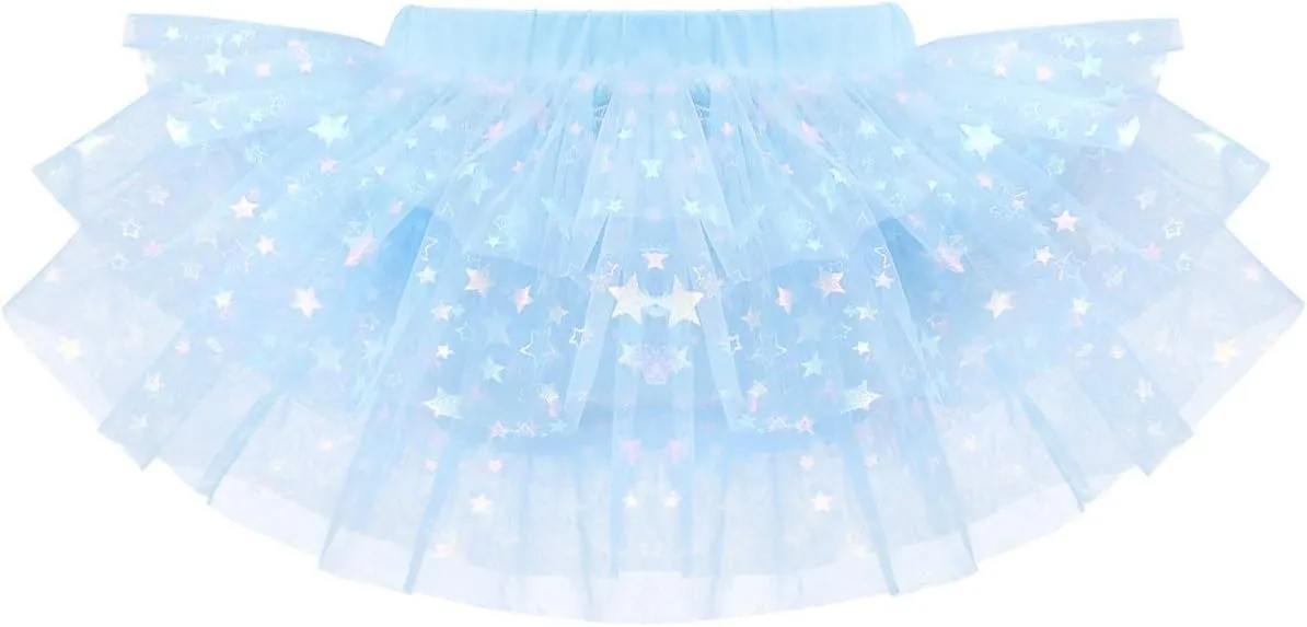 IDOPIP Girls Glitter Star Tutu Skirted Leotard Sequin Ruffle Sleeve Ballet Dance Dress Ballerina Dancewear Gymnastics Costume