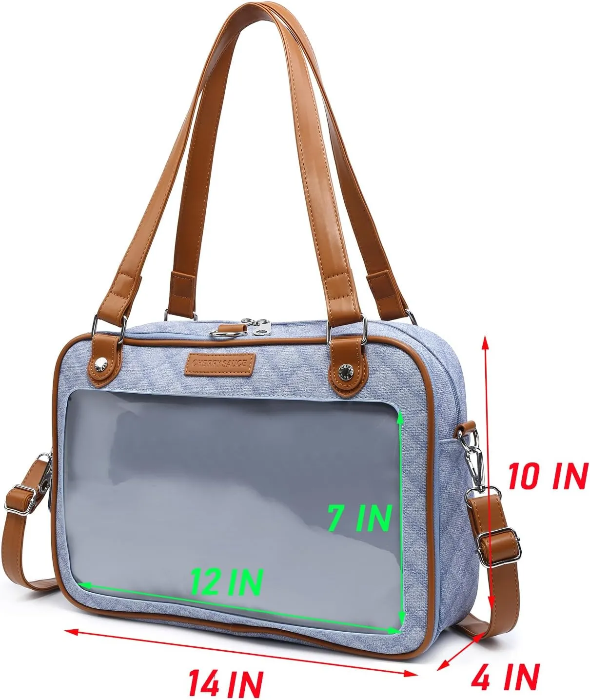 Imitation Denim PU Ita Bag Backpack Crossbody Bag Satchel Messenger Shoulder Bag for Pins Display