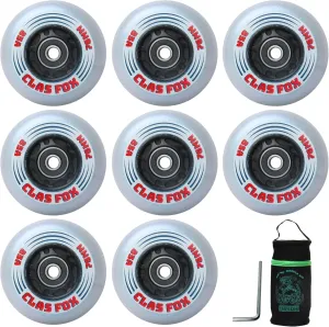 Inline Skate Wheels With Wheels Bag 72MM/76MM 85A Shining Flash Inline Skate Replacement Wheels With Bearings ABEC-9 (8-Pack) (76MM)