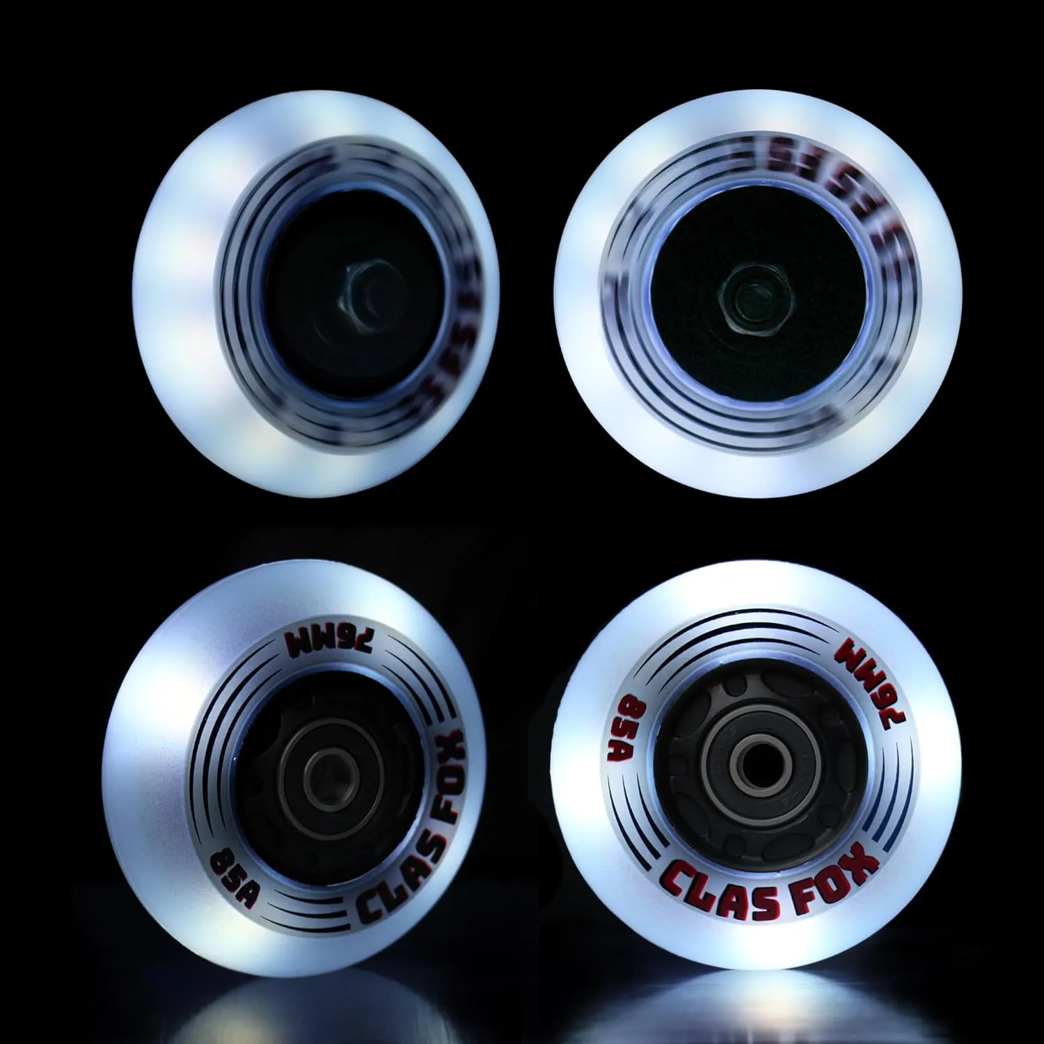 Inline Skate Wheels With Wheels Bag 72MM/76MM 85A Shining Flash Inline Skate Replacement Wheels With Bearings ABEC-9 (8-Pack) (76MM)