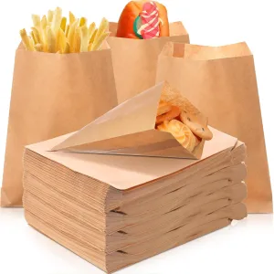 Ireer 500 Pcs Brown Paper Cookie Sleeves 6 x 8 Wax Paper Treat Bags Kraft Cookies pouches Glassine Bags Bakery Sandwich Pouches for Bakery Cookies Sandwich Snacks Bread