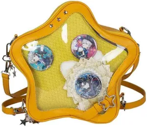 Ita Bag Star Shaped Purse, PU Leather Aesthetic Cute Crossbody Purse, Kawaii Pin Display Clear Shoulder Bag (Bare Bag)
