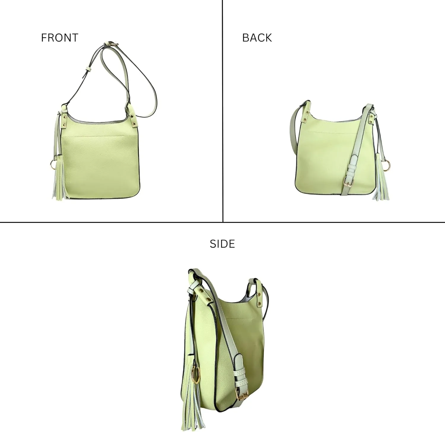 JEN & CO. Lucinda Square Crossbody Bags for Women Vegan Leather Purses Adjustable Strap Shoulder Handbags with Tassel