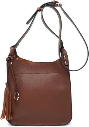 JEN & CO. Lucinda Square Crossbody Bags for Women Vegan Leather Purses Adjustable Strap Shoulder Handbags with Tassel