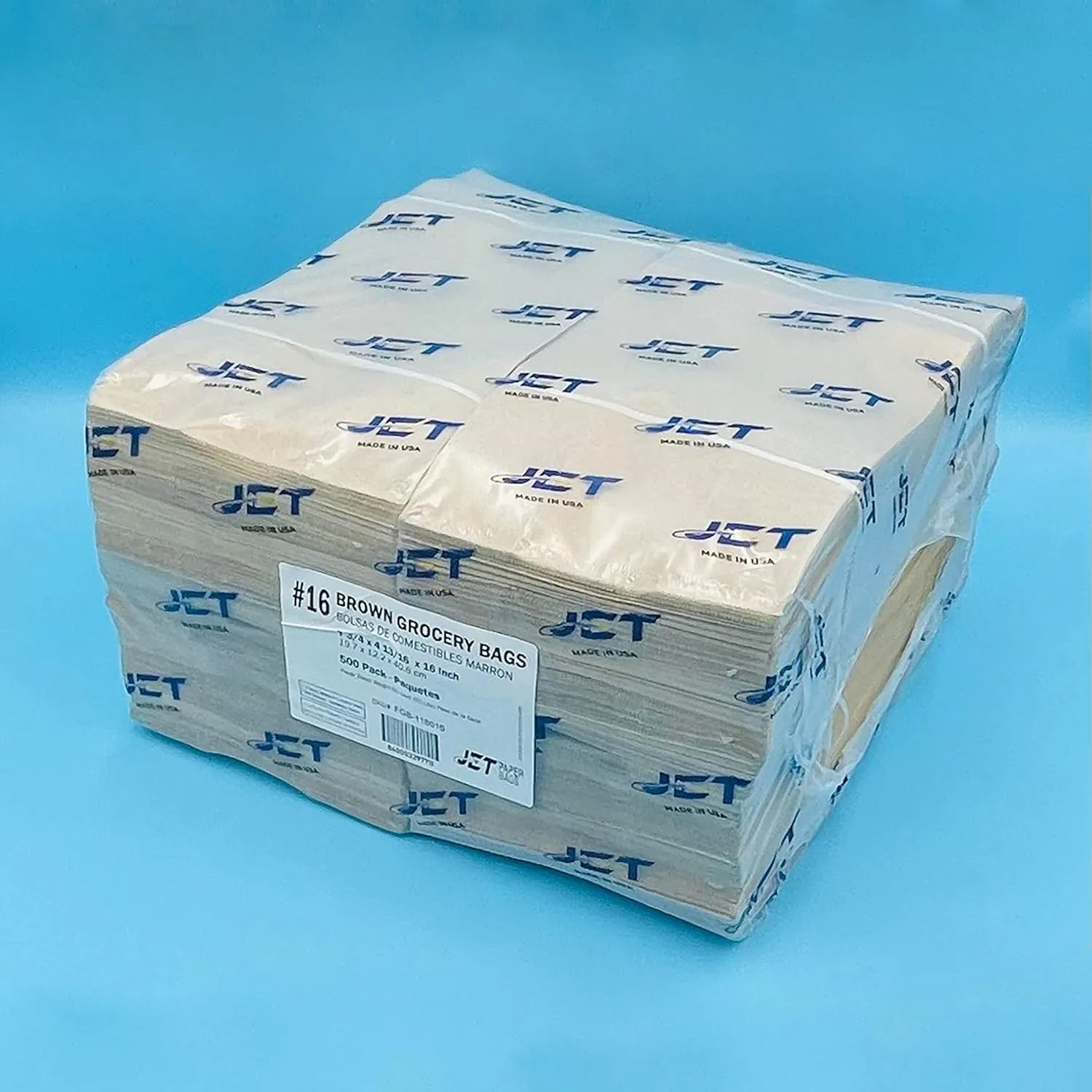 JET PAPER BAGS - Brown Kraft Paper Lunch Bags [25 Pcs] - Heavy Duty, Reusable, Recyclable, 16 LB Capacity