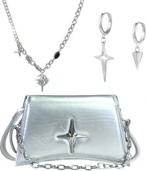 JeVenis Silver Stars Y2K Purse - Pink Techno Star Accessory