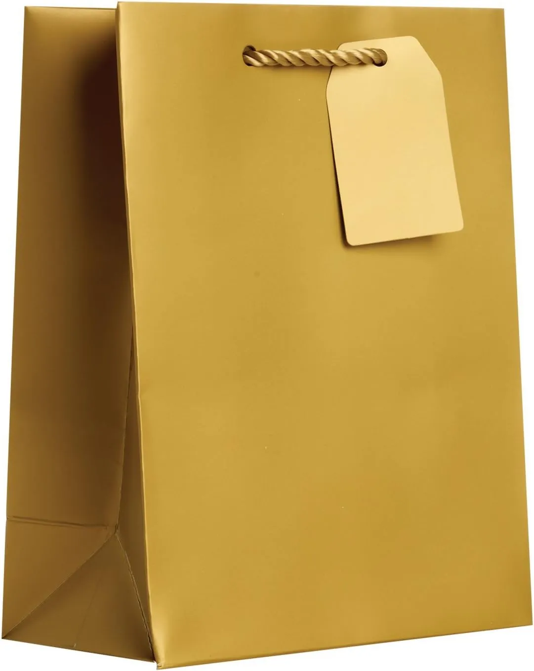 Jillson Roberts 6-Count Medium 8" x 10" x 4" All-Occasion Gift Bags Available in 20 Solid Colors, Gold Matte