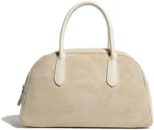 JOLLQUE Suede Handbag for Women,Vintage Top Handle Shoulder Bag,Retro Winter Autumn Work Tote Purse