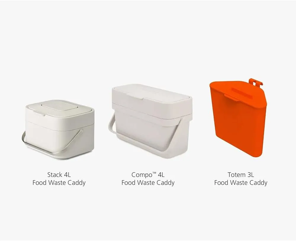 Joseph Joseph Intelligent IW2 Bin Liners Custom Fit Bags for Food Waste Caddy 1 Gallon / 4 Liter 100% Compostable, Pack of 50, Clear (30007)