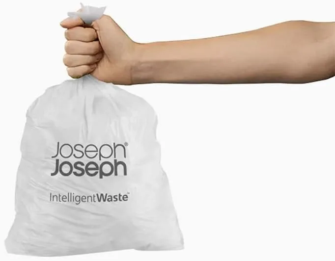 Joseph Joseph Intelligent IW2 Bin Liners Custom Fit Bags for Food Waste Caddy 1 Gallon / 4 Liter 100% Compostable, Pack of 50, Clear (30007)