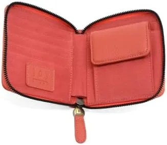 Joy Susan Women's Fashion Wallet Palmer Square Zip Around Wallet Hand Bag - Coral