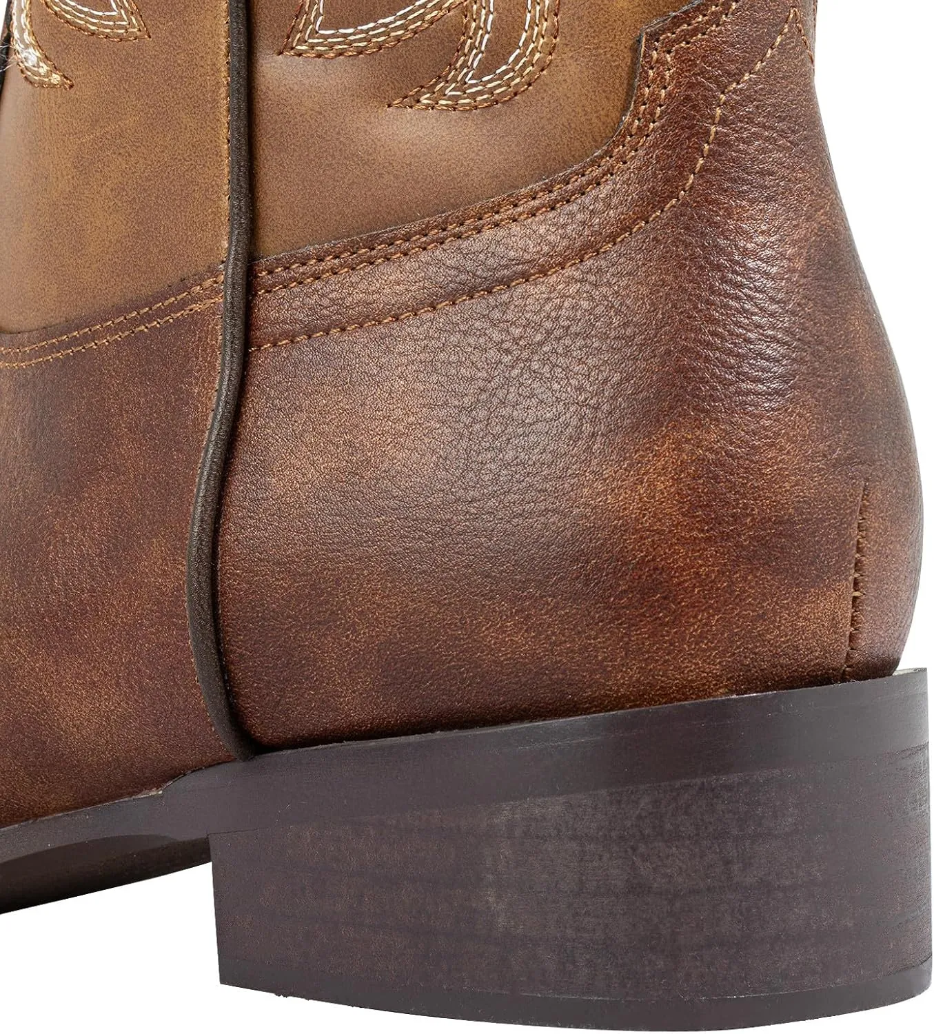 J's.o.l.e Western Mens Cowboy Boots Square Toe Wide Calf Pull On Slip Resistant Country Work Riding Leather Boot Brown