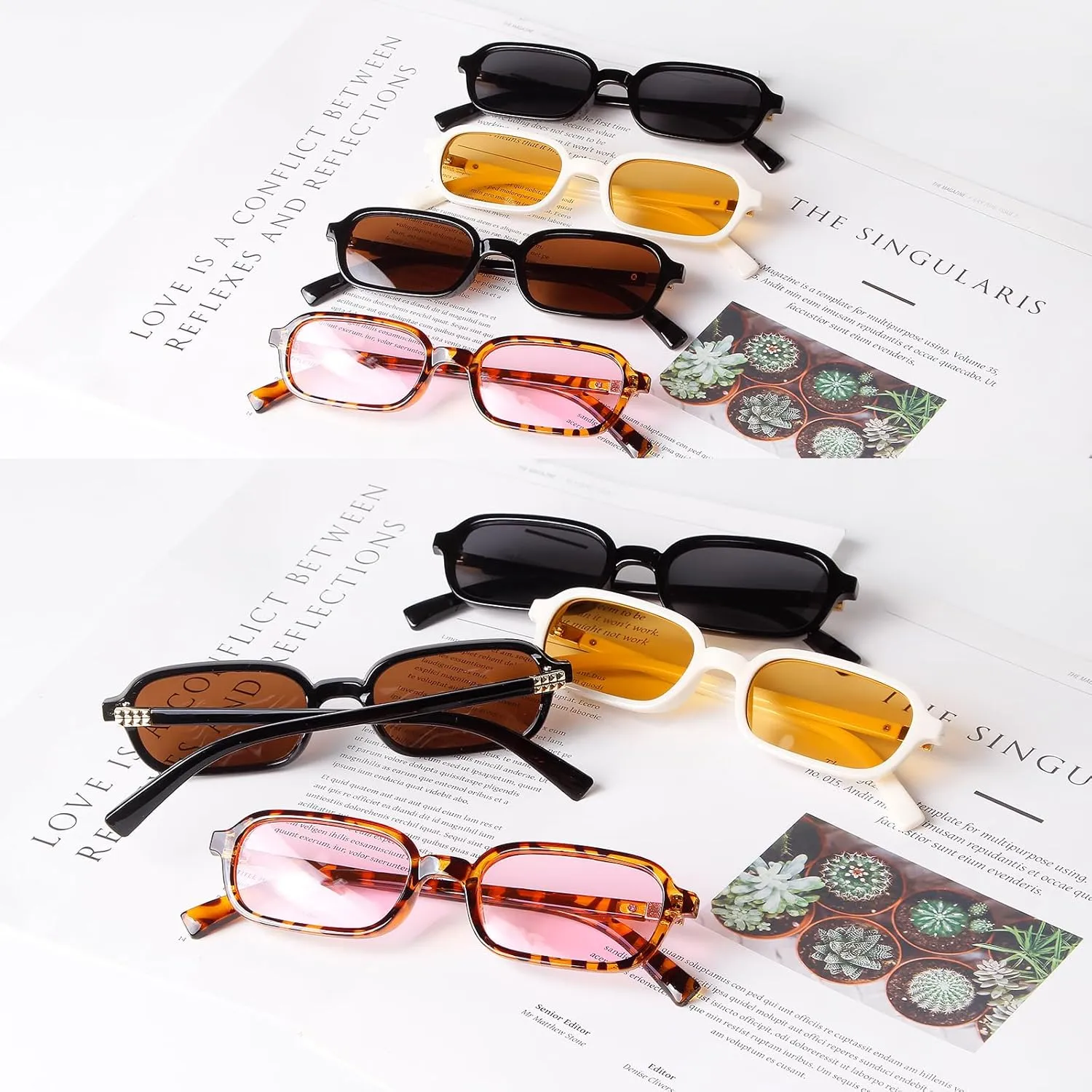 JUDOO Retro Rectangle Sunglasses for Women Men Narrow Vintage 90s Square Sunnies Rectangular Sunglasses Slim Cute Glasses