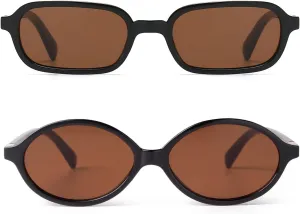 JUDOO Retro Rectangle Sunglasses for Women Men Narrow Vintage 90s Square Sunnies Rectangular Sunglasses Slim Cute Glasses