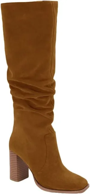 Juliet Holy Womens Knee High Boots Chunky High Heel Square Toe Side Zipper Wide Calf Boot