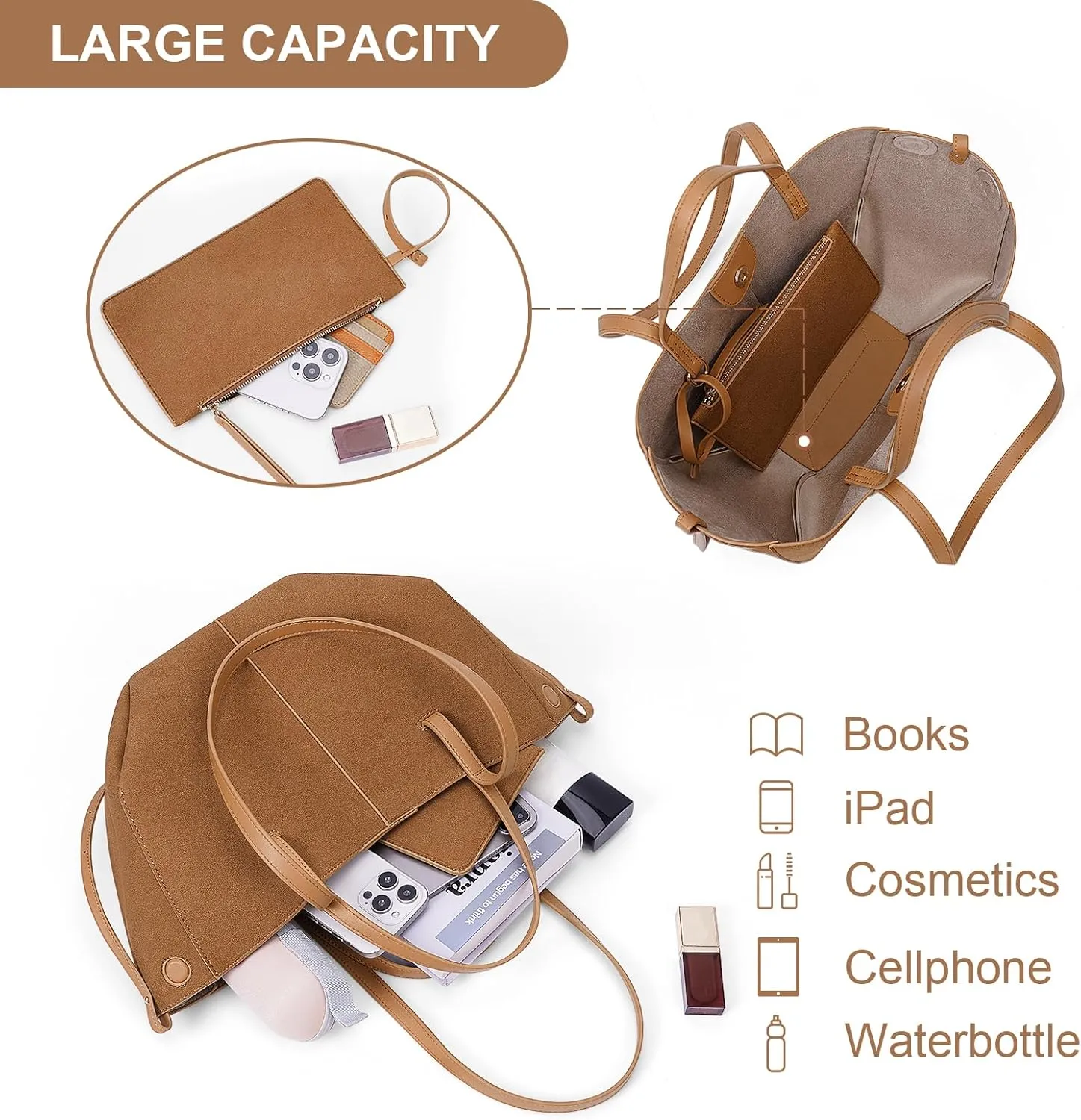 Juoxeepy Work Bag Faux Leather Tote Bag for Women Trendy Handbag Purse Fall Shoulder Bag with Magnetic Closure