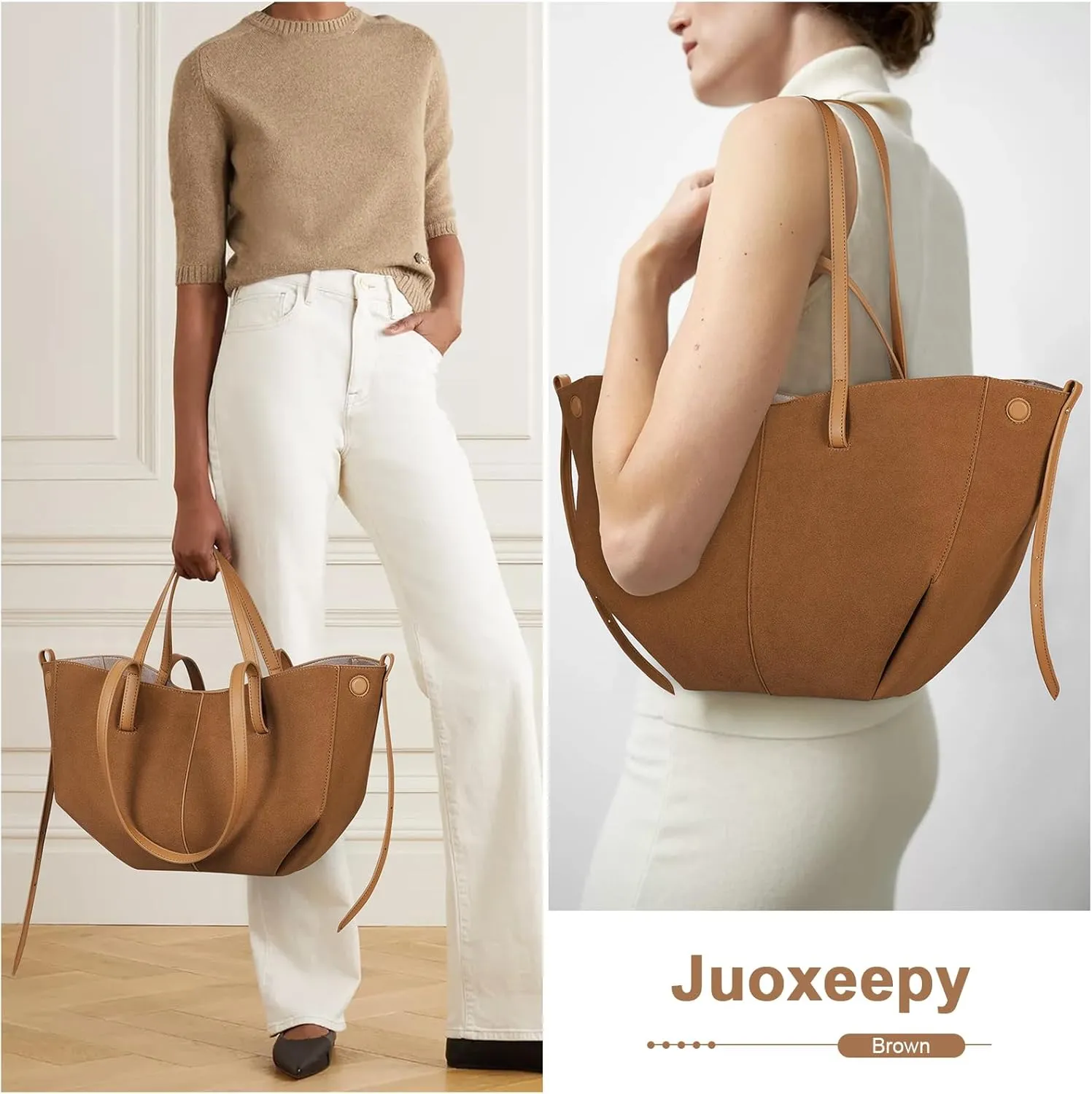 Juoxeepy Work Bag Faux Leather Tote Bag for Women Trendy Handbag Purse Fall Shoulder Bag with Magnetic Closure