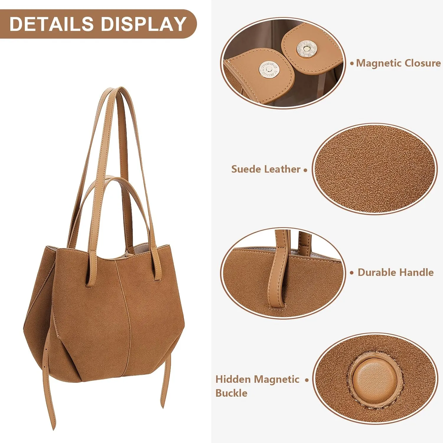 Juoxeepy Work Bag Faux Leather Tote Bag for Women Trendy Handbag Purse Fall Shoulder Bag with Magnetic Closure