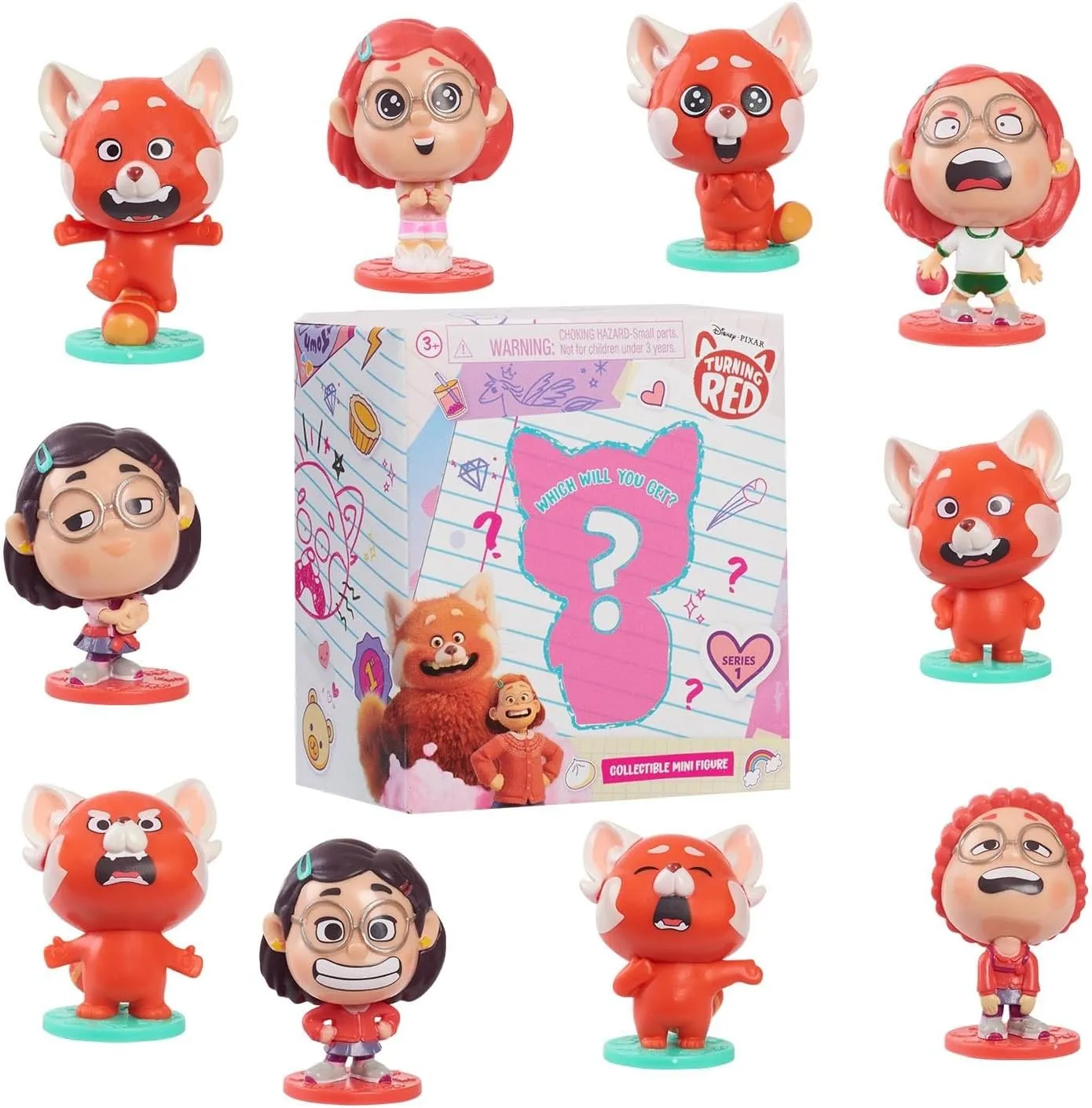 Just Play Disney and Pixar Turning Red Collectible Figure 3-Pack, Series 1 Blind Bag Collectibles, Officially Licensed Kids Toys for Ages 3 Up