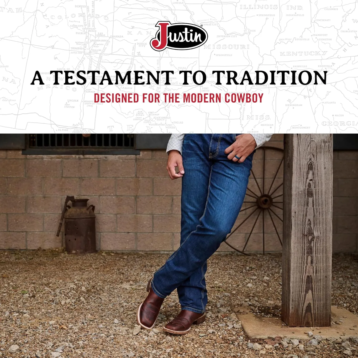 Justin Caddo 11" Western Boots for Men - Durable Premium Full-Grain Leather Square Toe Cowboy Boots Built with Full Double-Stitch Welt Construction