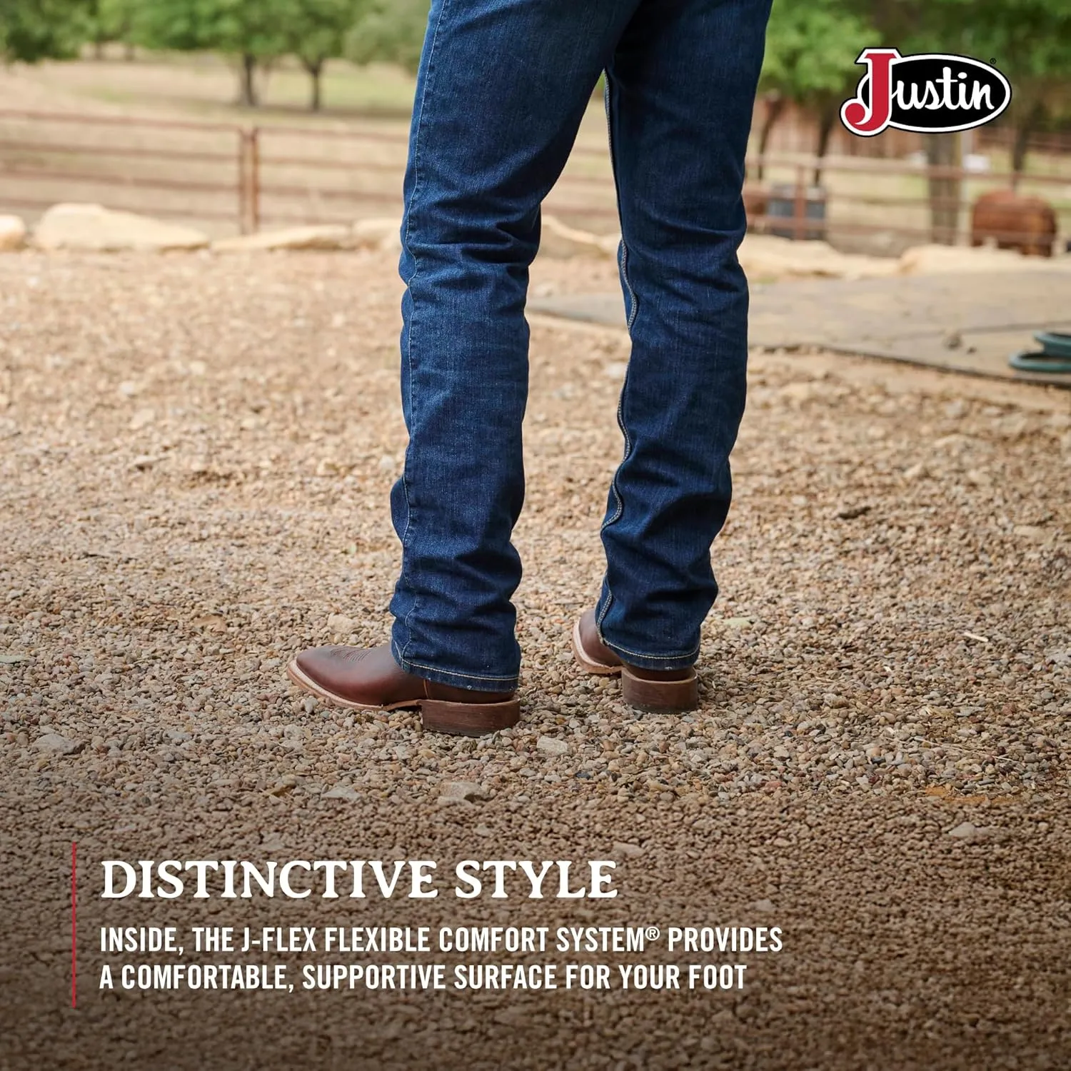 Justin Caddo 11" Western Boots for Men - Durable Premium Full-Grain Leather Square Toe Cowboy Boots Built with Full Double-Stitch Welt Construction