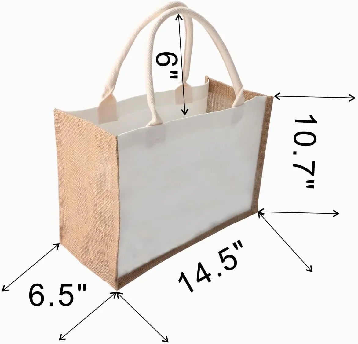 Jute Burlap Tote Bag,MEIANJUN Jute Beach Bags, Convenient decoration, retro tote Bag, country chic，wedding,Shopping,Beach,Travel,Arts and Crafts DIY，Bag(14.5*10.7*6.5 3pcs) with Handle Grocery Bag