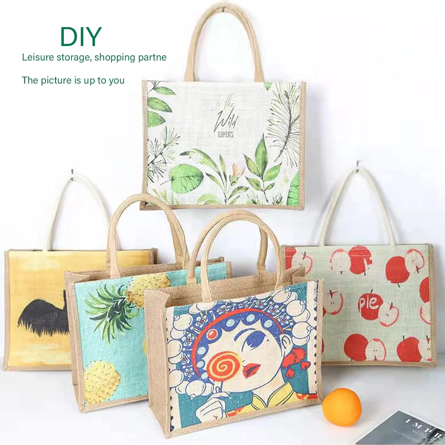 Jute Burlap Tote Bag,MEIANJUN Jute Beach Bags, Convenient decoration, retro tote Bag, country chic，wedding,Shopping,Beach,Travel,Arts and Crafts DIY，Bag(14.5*10.7*6.5 3pcs) with Handle Grocery Bag