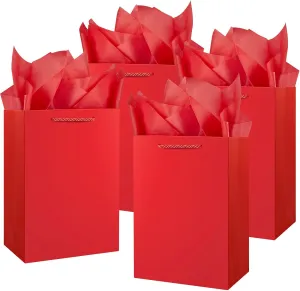 Jutieuo 10 Pack Red Gift Bags with Tissue Paper, 13” x 11” x 4” Large Size Paper Bags with Handles for Mother's Day, Wedding, Birthday, Party, Bridesmaid Proposal