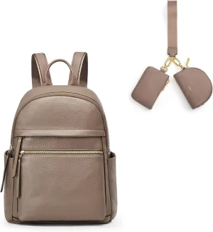 Kattee Leather Backpack Purse Bundle with Dual Pouch Wristlet Wallet