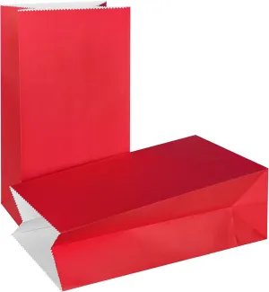 KEYYOOMY 50 CT Small Paper Bags Red Party Goodie Bags Party Favor Bag Paper Lunch Bag (Red, 50 CT, 9.4 X 5.1 X 3.1 In)