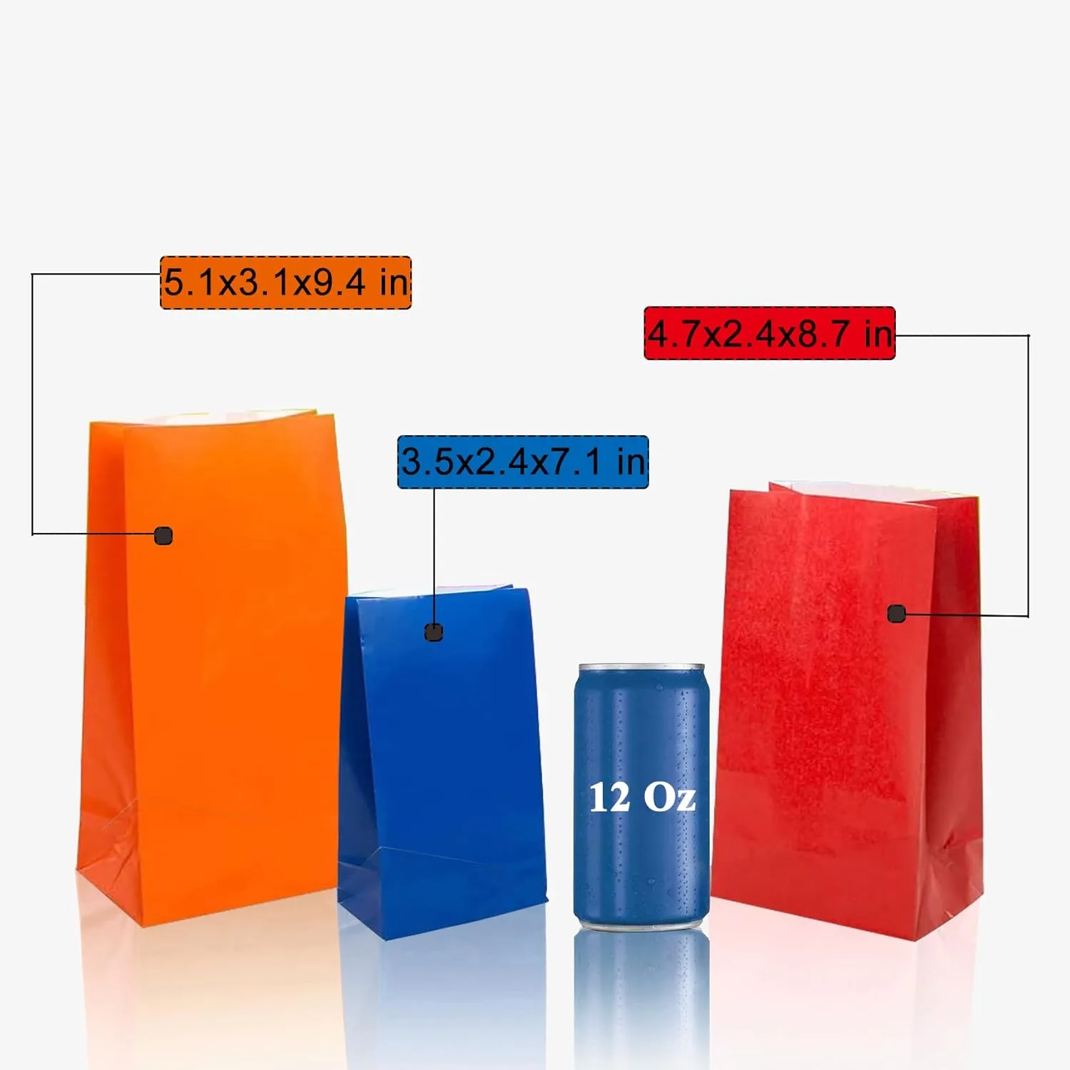 KEYYOOMY 50 CT Small Paper Bags Red Party Goodie Bags Party Favor Bag Paper Lunch Bag (Red, 50 CT, 9.4 X 5.1 X 3.1 In)