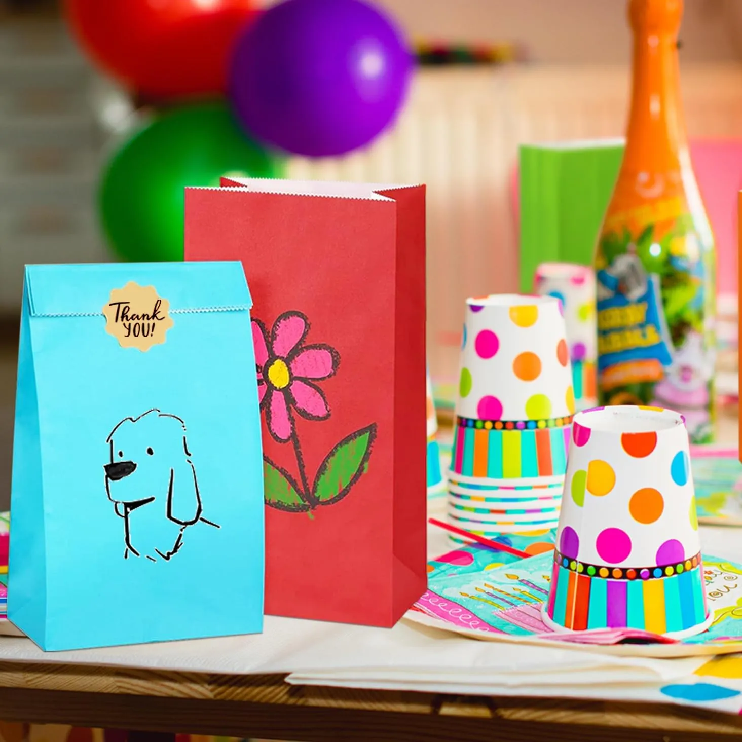 KEYYOOMY 50 CT Small Paper Bags Red Party Goodie Bags Party Favor Bag Paper Lunch Bag (Red, 50 CT, 9.4 X 5.1 X 3.1 In)