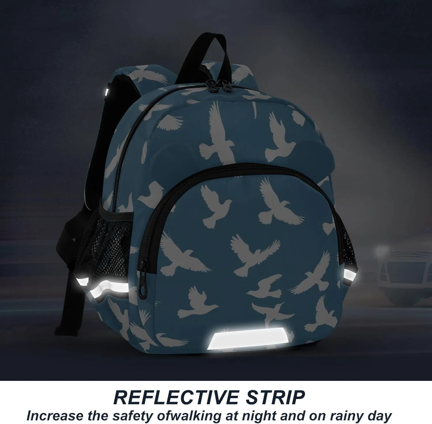 Kids Backpack for Kindergarten White Pigeon Travel Bag with 3D Ears