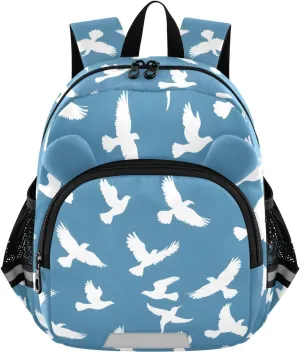 Kids Backpack for Kindergarten White Pigeon Travel Bag with 3D Ears