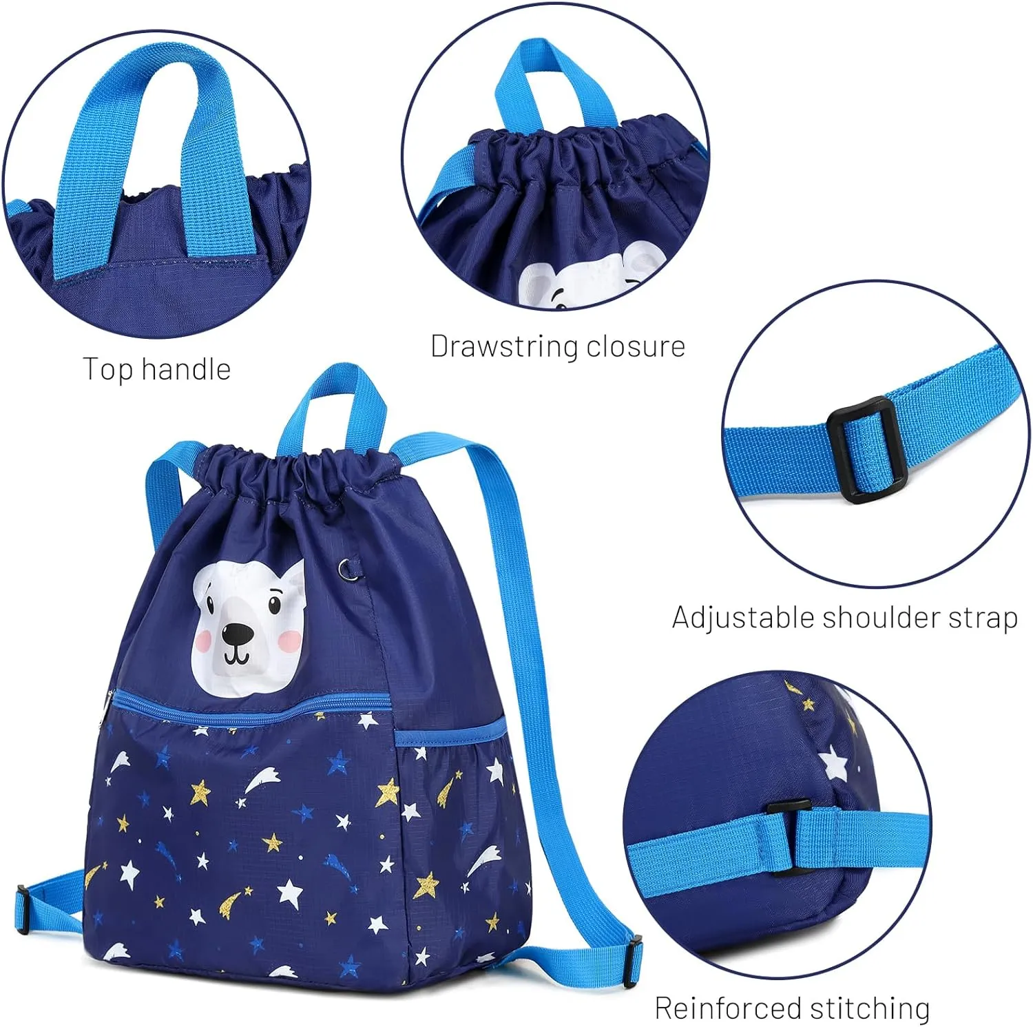 Kids Drawstring Bag - Swim Bag, Cloth Storage Backpack for Boys & Girls - Fox Red