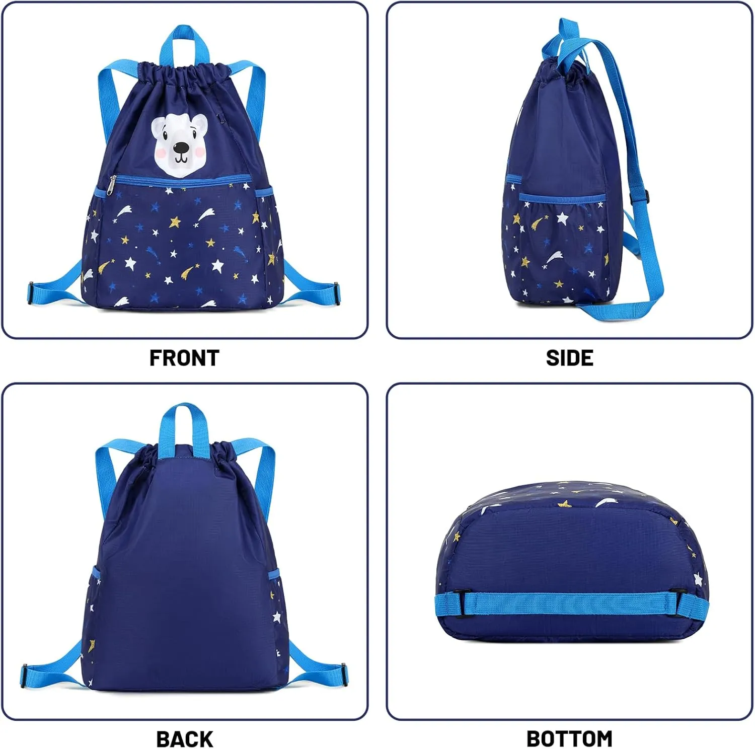 Kids Drawstring Bag - Swim Bag, Cloth Storage Backpack for Boys & Girls - Fox Red