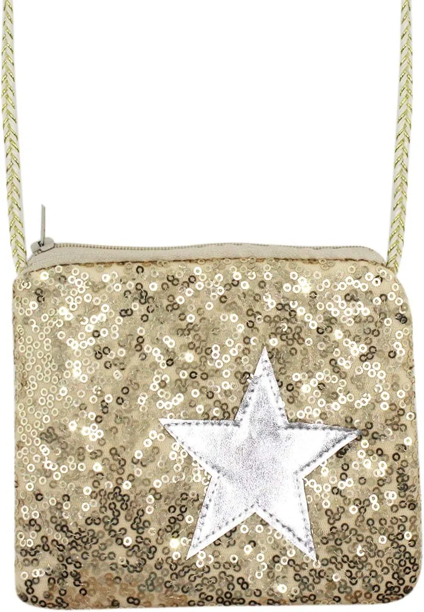Kids Glitter Sequins Crossbody Purse Small Shoulder Bag Satchel for Boys Girls