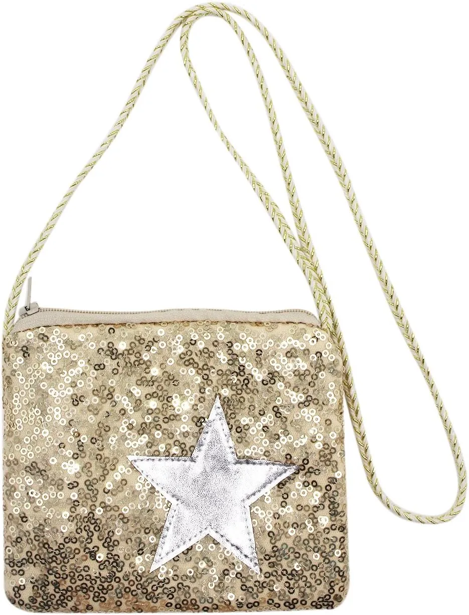 Kids Glitter Sequins Crossbody Purse Small Shoulder Bag Satchel for Boys Girls