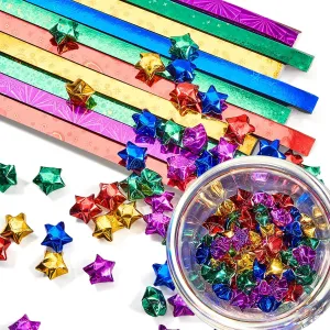 Kigeli 1000 Sheets Paper Strips Foil Star Glitter Origami Stars Shiny Origami Paper for DIY Crafts Weaving Projects(Assorted Color,Stylish Style)