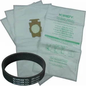 Kirby Microfiber Allergen Reduction Bags 204811 (6Pk) C/W Free Belt, White