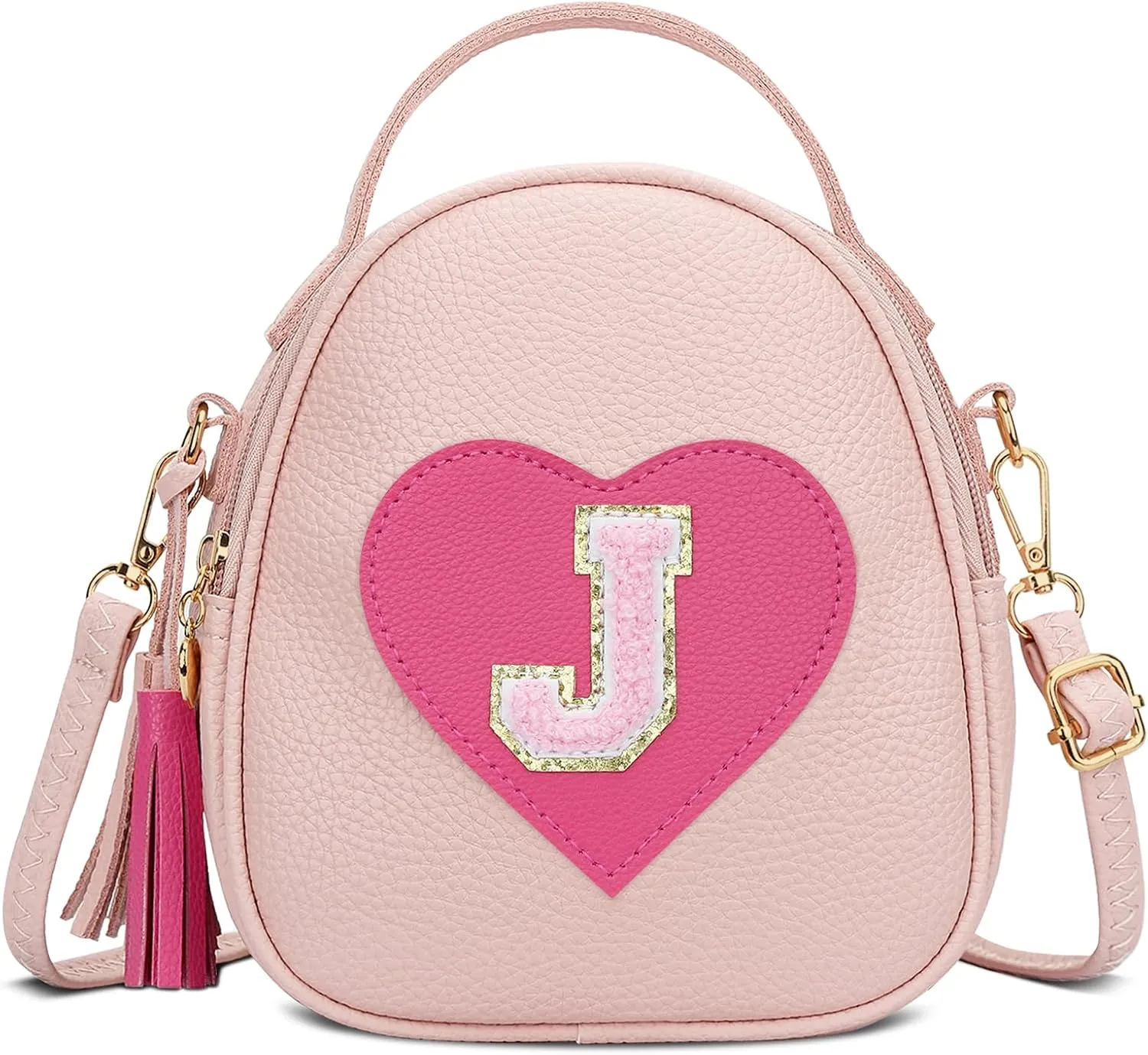 KKXIU Purse Gifts for Girls Cute Little Girl Crossbody Bag Heart Kids Small Backpack with Tassel (J)